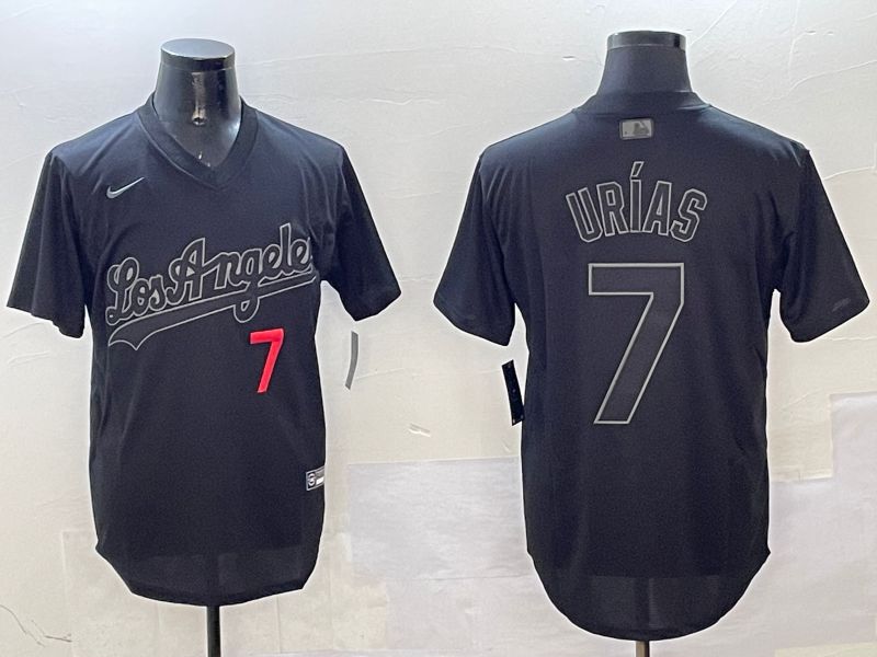 Men Los Angeles Dodgers 7 Urias Black Fashion Game 2025 Nike MLB Jersey style 3185